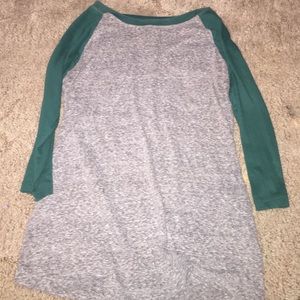 Grey and green baseball tee