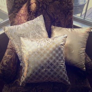 Gold Metallic and White decorative pillows