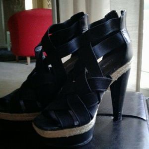 Black strappy platform heels