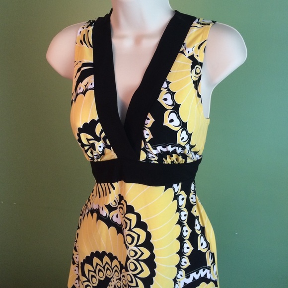 Yellow Paisley tie back dress