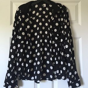 H&M button down polka dot blouse