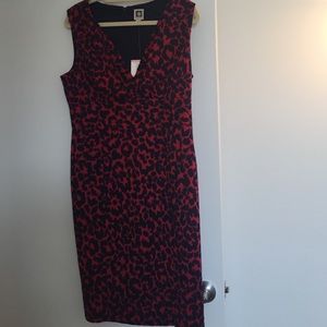 Red & Navy animal print dress