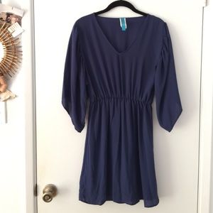 Cobalt blue fit and flare flowy sleeve dress