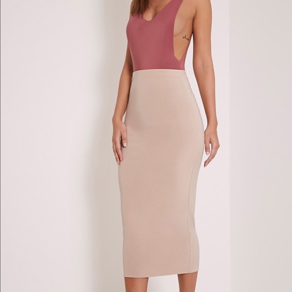 Nude midi skirt
