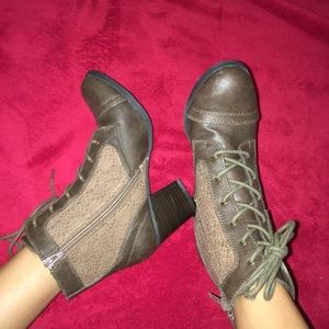 Leather and lace boots