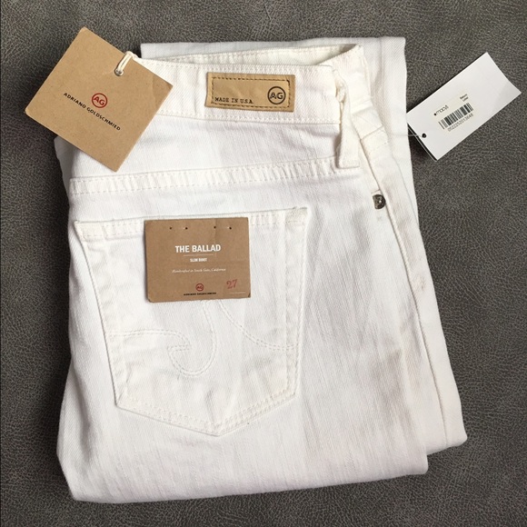 NWT AG The Ballad Slim Boot Jeans, White