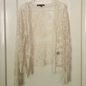 boho mesh embroidered cardigan