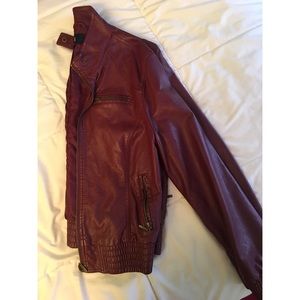 Maroon (faux) leather jacket