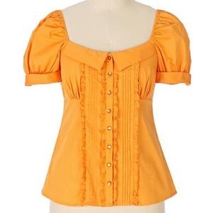 Odille beatrix button up with puff sleeves in NAVY