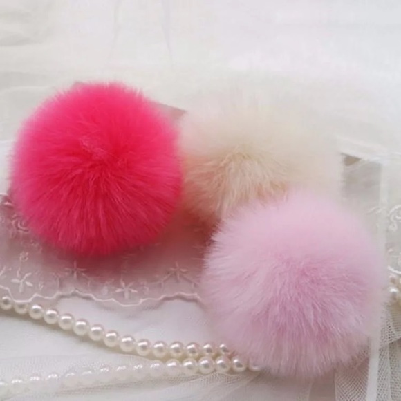 !!SALE!! 3 Faux Fur Pom Pom Keychain NWT