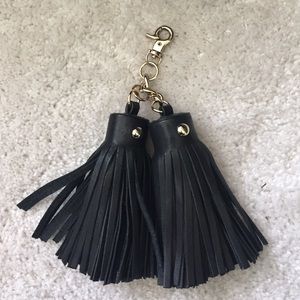 Black leather tassels with clip on chain
