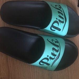 Victoria Secret Pink slippers- TEAL