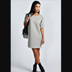 Grey Quilted Crew-Neck Shirt