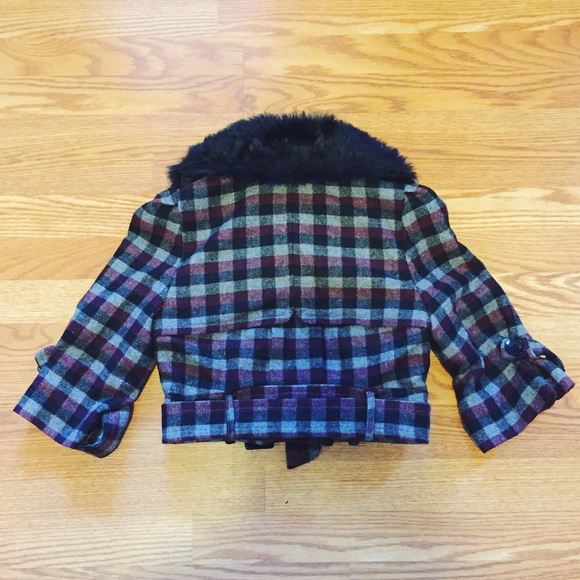 Forever 21 Jackets & Coats Forever 2 Black Red Checkered Wool Crop