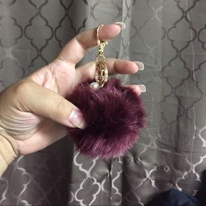 ‼️SALE‼️ Wine Red Faux Fur Pom Pom Keychain NWT