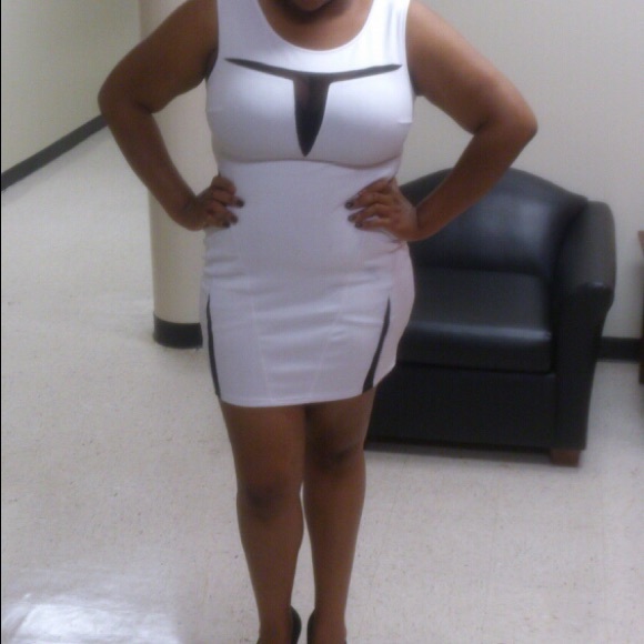 White and Black Cutout Party Dress!!