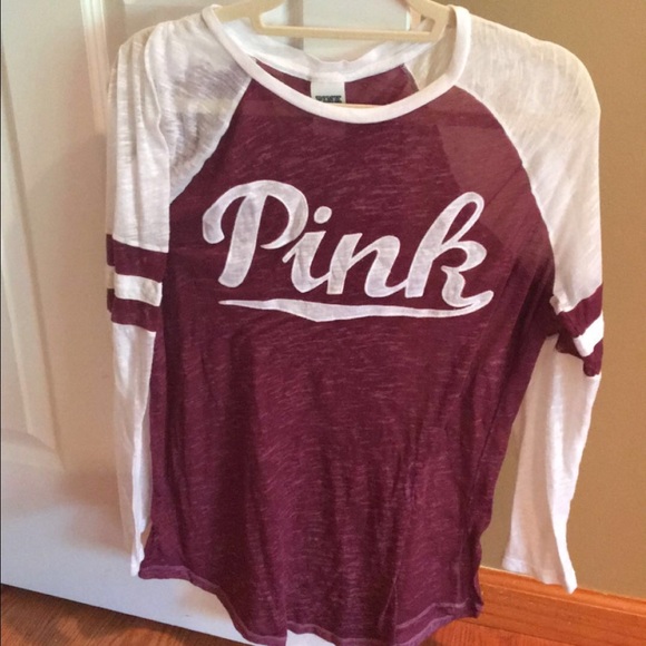 Maroon and White Long Sleeve Shirt From Pink