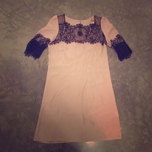 1/4 Sleeve Mini dress with black lace
