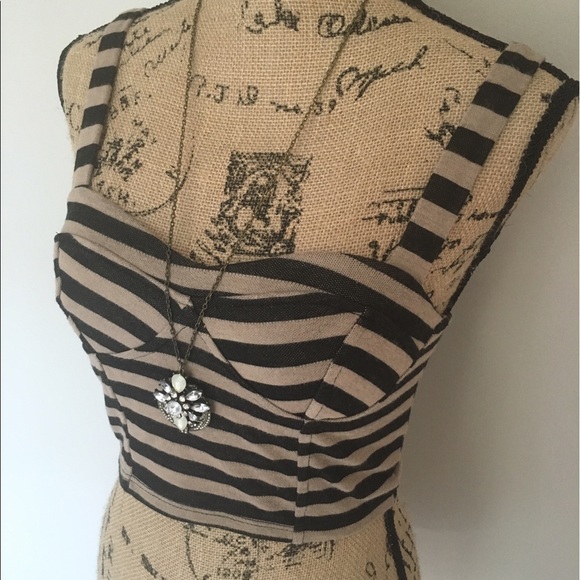 Living Doll Tops - Living Doll black & tan cropped tank