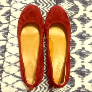 J Crew burgundy suede flats size 7