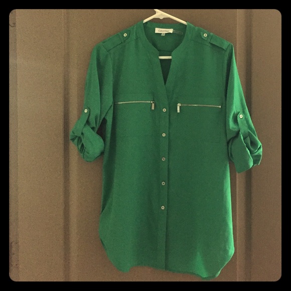 Calvin Klein emerald green flowy top - size s