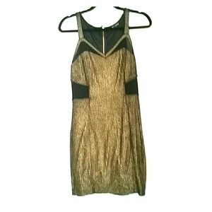 Express gold black copper metallic dress