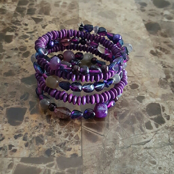 Mixed Material wrap coil bracelet - Picture 1 of 2