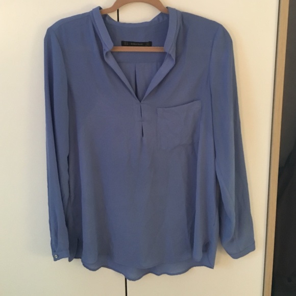 Cornflower blue drapey blouse