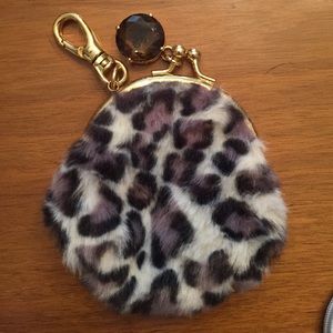 Juicy couture faux leopard print fur coin purse