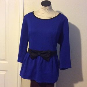 Plus Size Peplum Top with bow detail