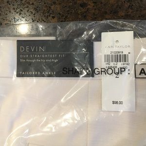 Ann Taylor Devin tailored ivory linen pants