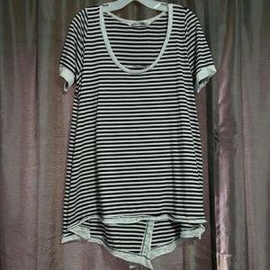 High low dark navy stripped shirt
