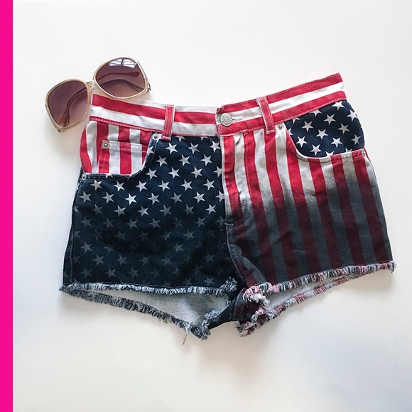 Topshop high waisted American Flag shorts