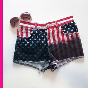 Topshop high waisted American Flag shorts