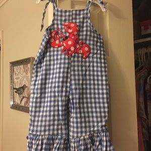 Mud Pie 2/3 crawfish ruffle romper
