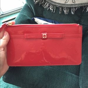 Kate spade red vinyl wristlet