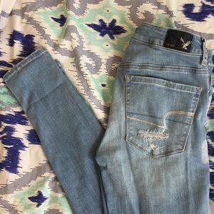 American Eagle DenimX highrise distressed jeggings