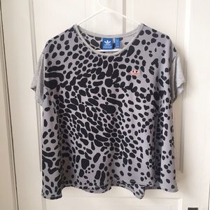 ADIDAS short sleeve black polka dot print tee