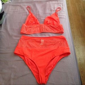Asos red high waisted cut out swimsuit NEVER WORN