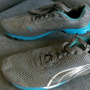 Grey and Blue Puma Sneakers