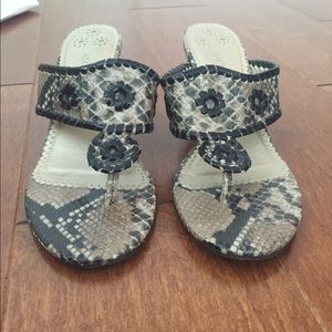 Jack Rogers sandals snakeskin pattern