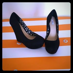 Black Suede Wedge Heel