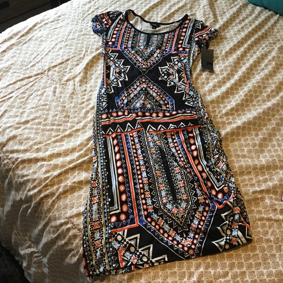 Aztec print midi dress.