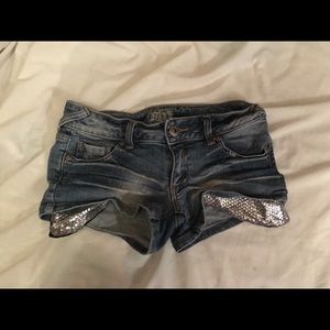 Denim Shorts with Sequins
