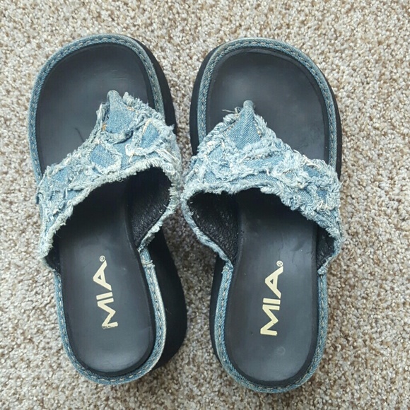 Cute denim platform sandles.