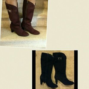 2 pair of boots. A brown pair and a black pair
