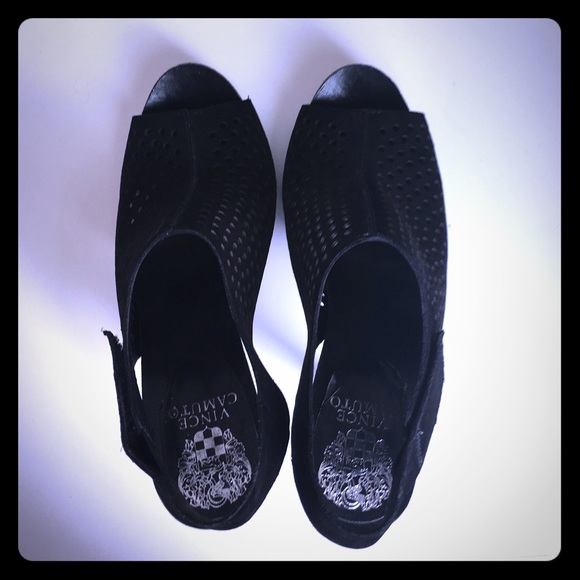 Vince Camuto Patrizia black Sling Back Suede heel
