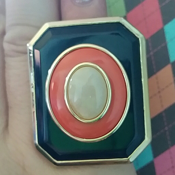 House of Harlow 1960 Jewelry - House of Harlow Enamel Art Deco Statement Ring