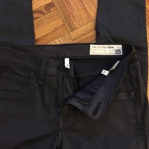 Rag and bone coated charcoal legging pants