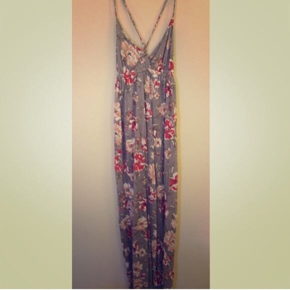 Gray Floral Print Maxi